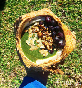 Green Smoothie in a Coconut Bowl